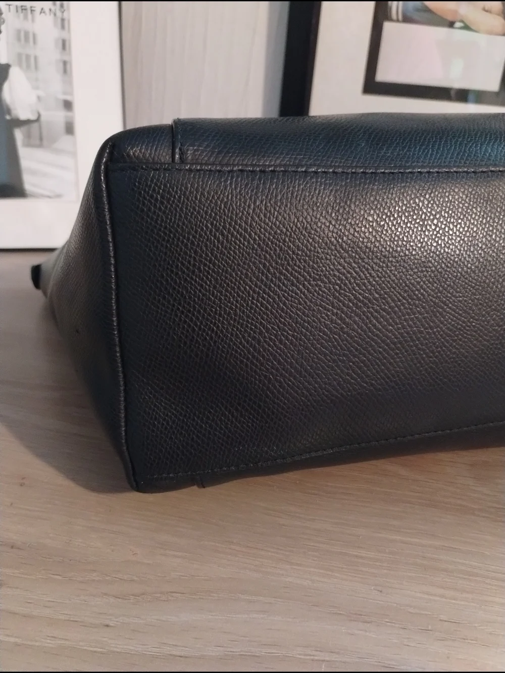 Coach Ava Black Leather Tote with Chain-Detail Straps